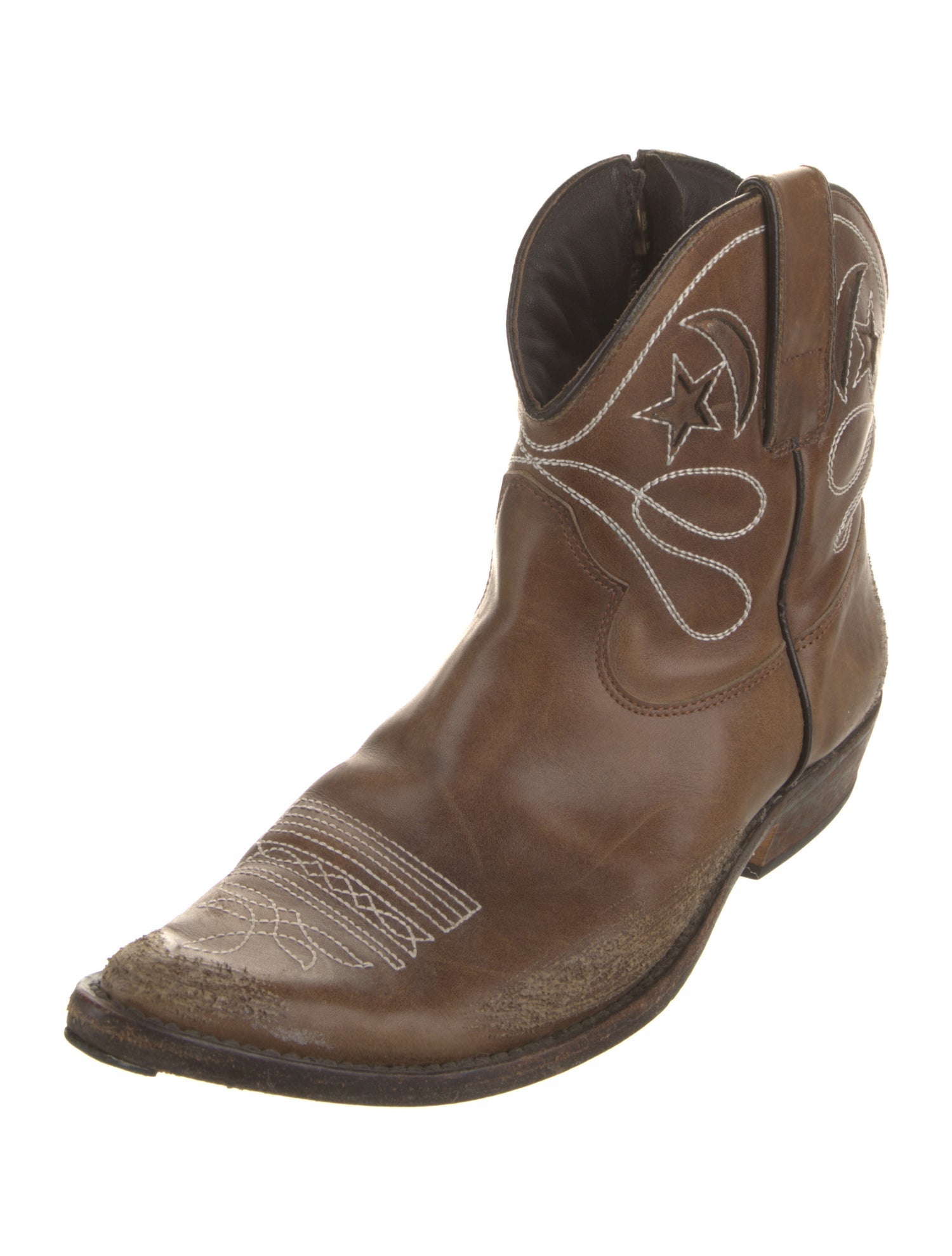 Golden Goose Leather Graphic Print Western Boots