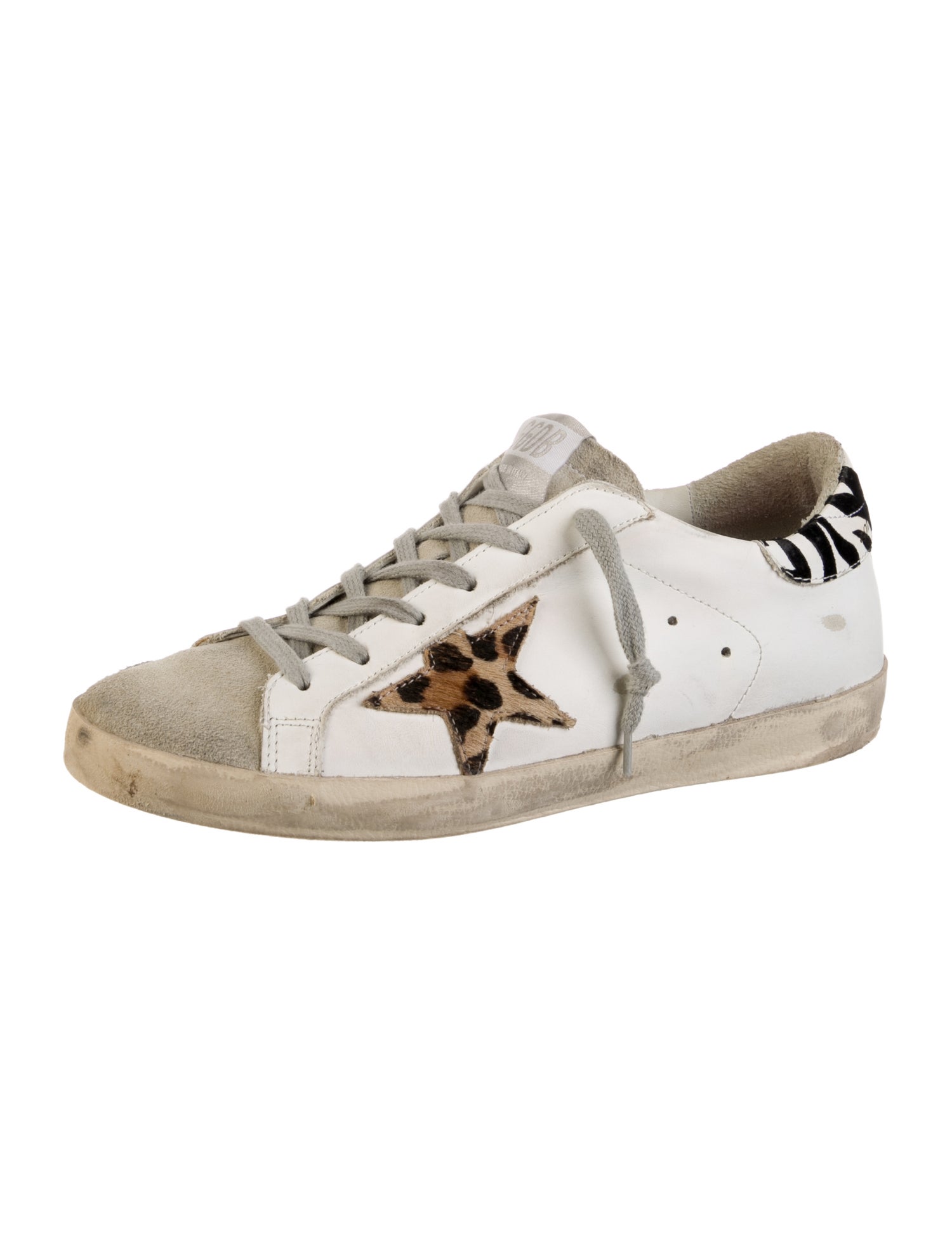 Golden Goose Leather Animal Print Sneakers