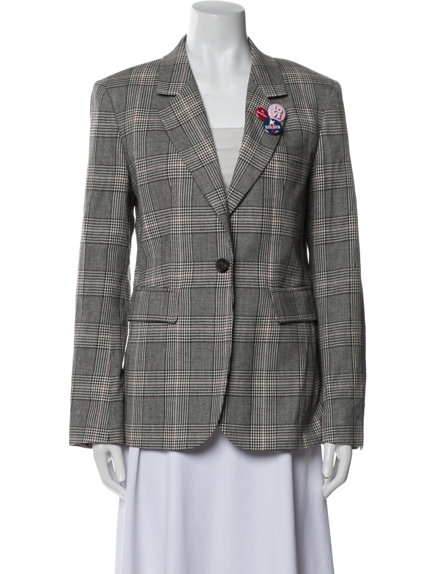 Golden Goose Virgin Wool Plaid Print Blazer