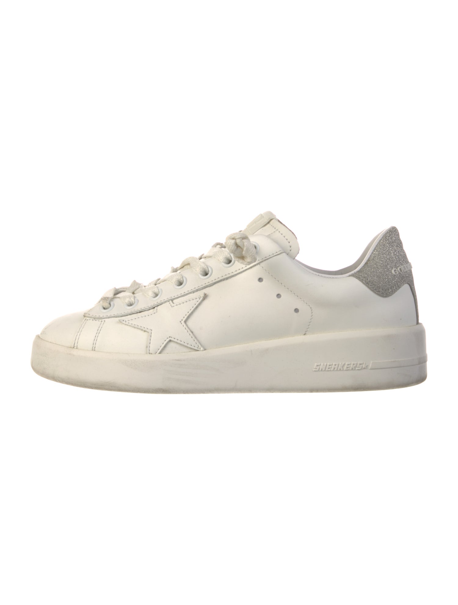 Golden Goose Leather Glitter Accents Sneakers