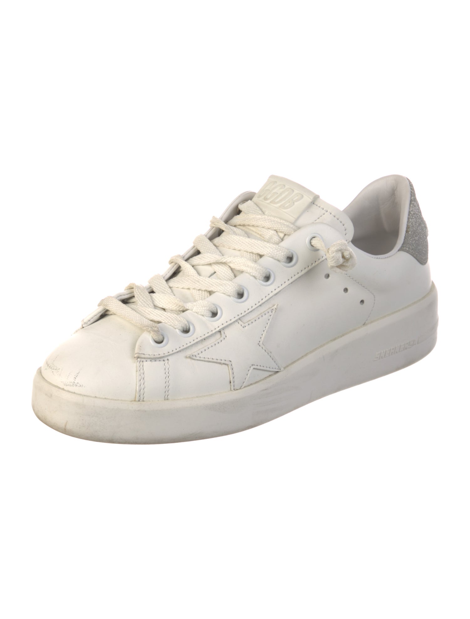 Golden Goose Leather Glitter Accents Sneakers