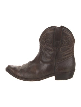 Golden Goose Leather Embroidered Accent Western Boots
