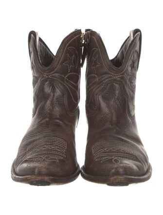 Golden Goose Leather Embroidered Accent Western Boots