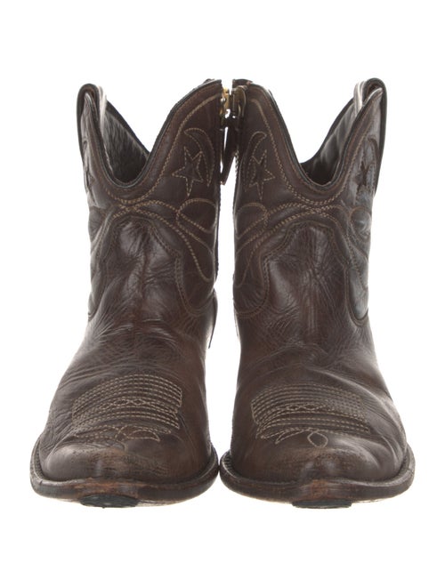 Golden Goose Leather Embroidered Accent Western Boots