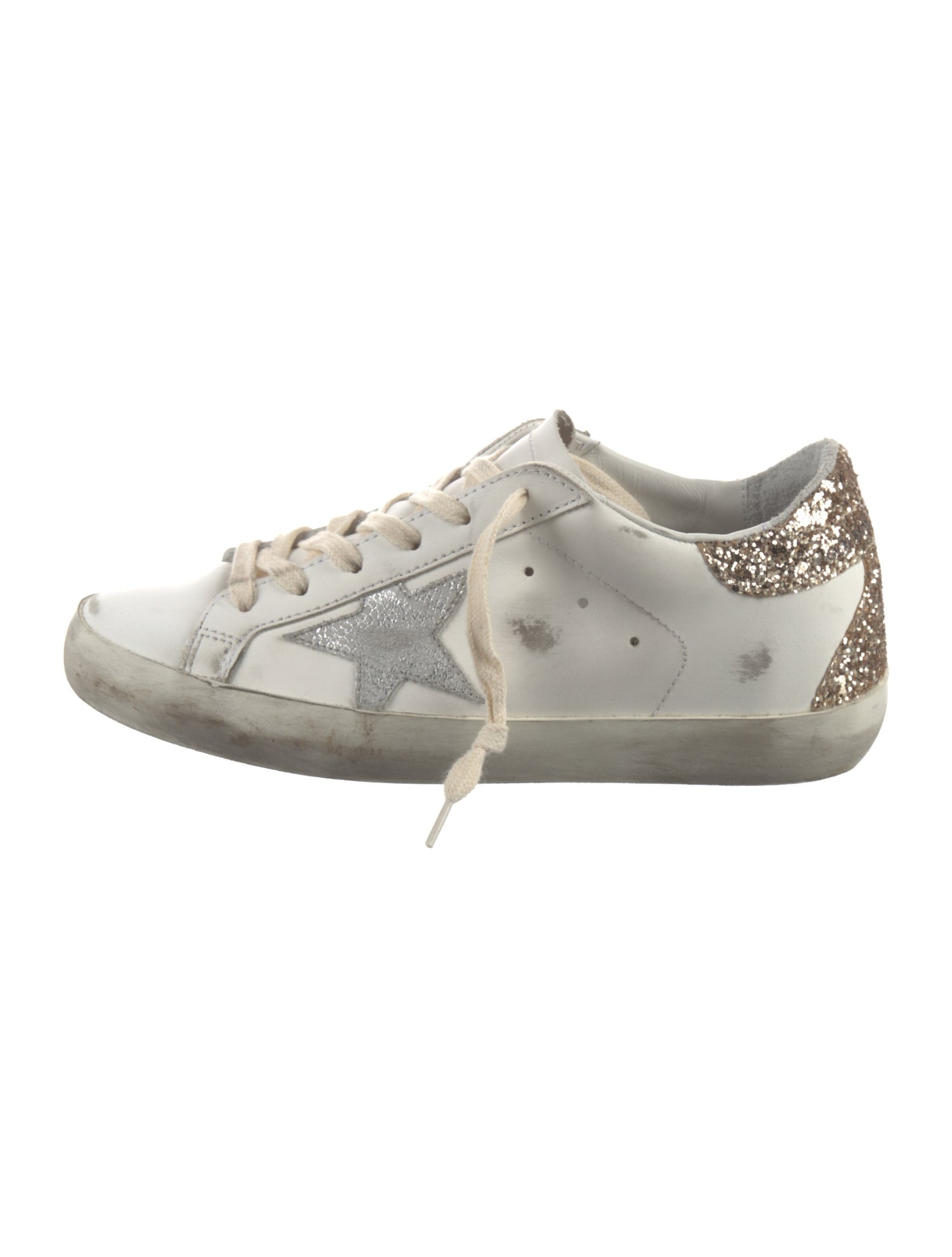 Golden Goose Leather Glitter Accents Sneakers