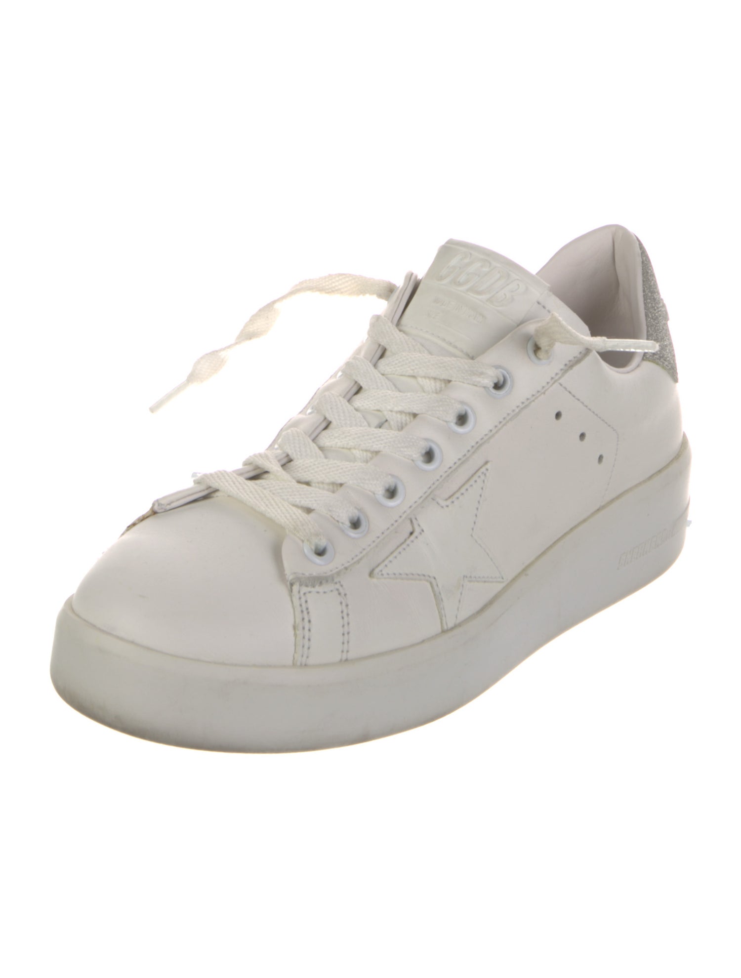Golden Goose Leather Glitter Accents Sneakers
