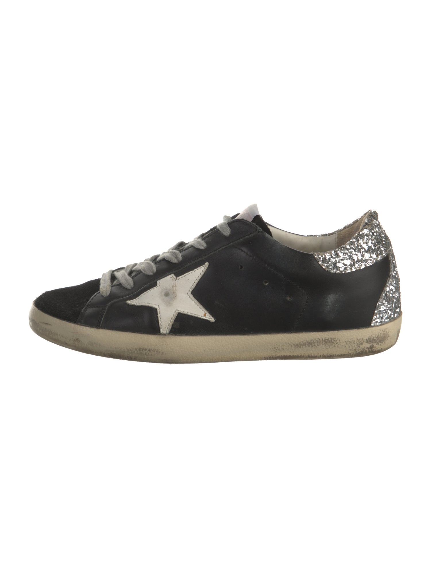 Golden Goose Leather Glitter Accents Sneakers