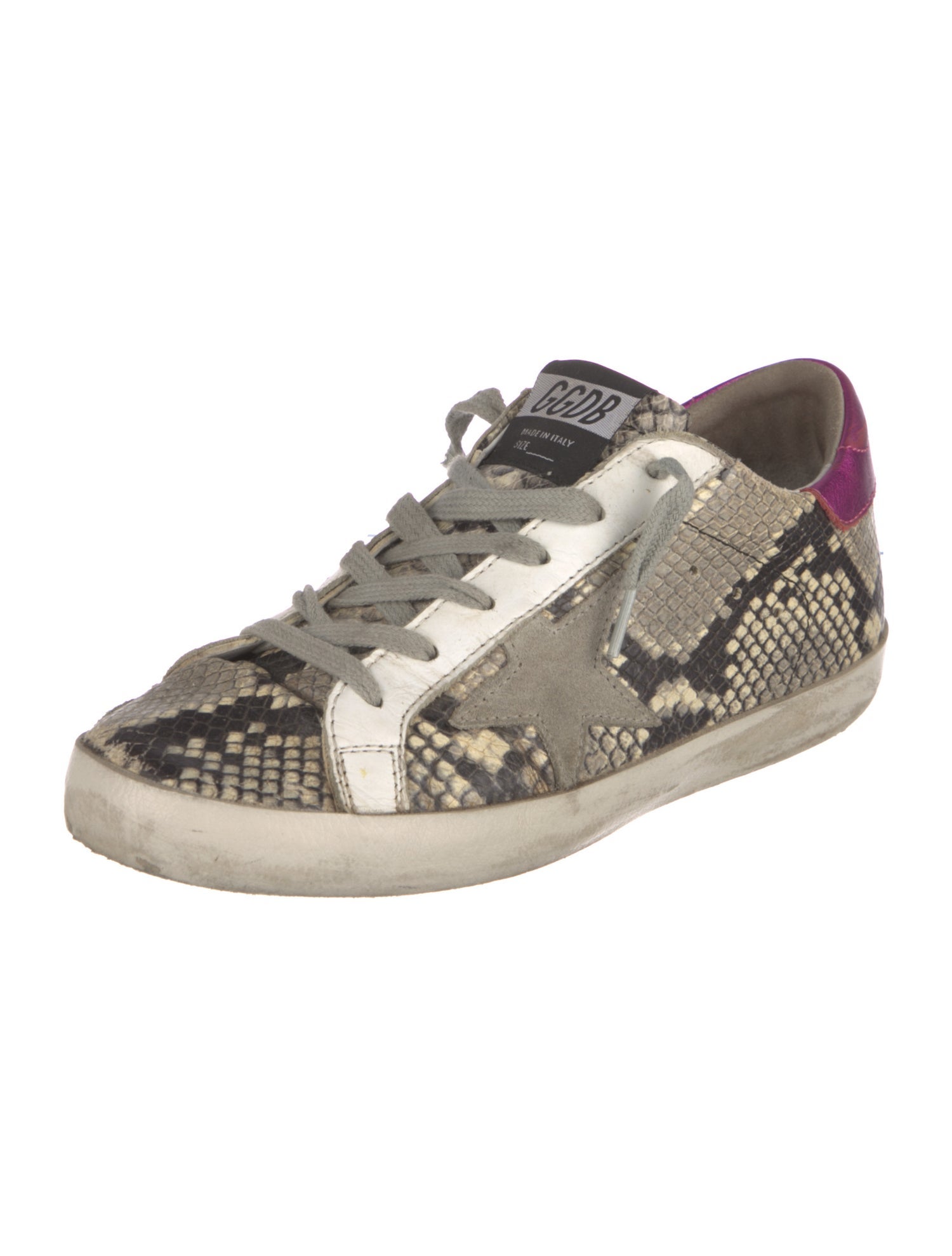 Golden Goose Leather Animal Print Sneakers