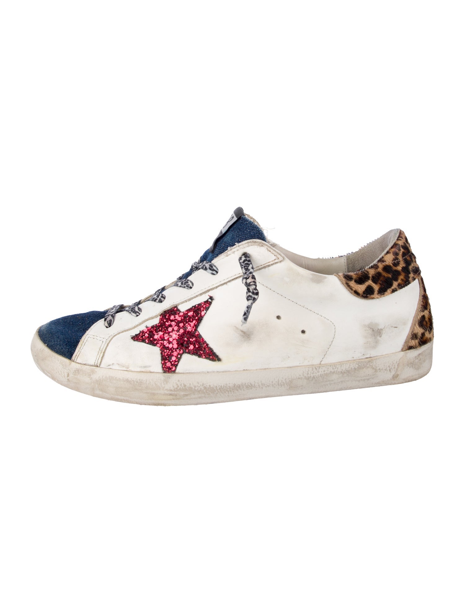 Golden Goose Leather Animal Print Sneakers