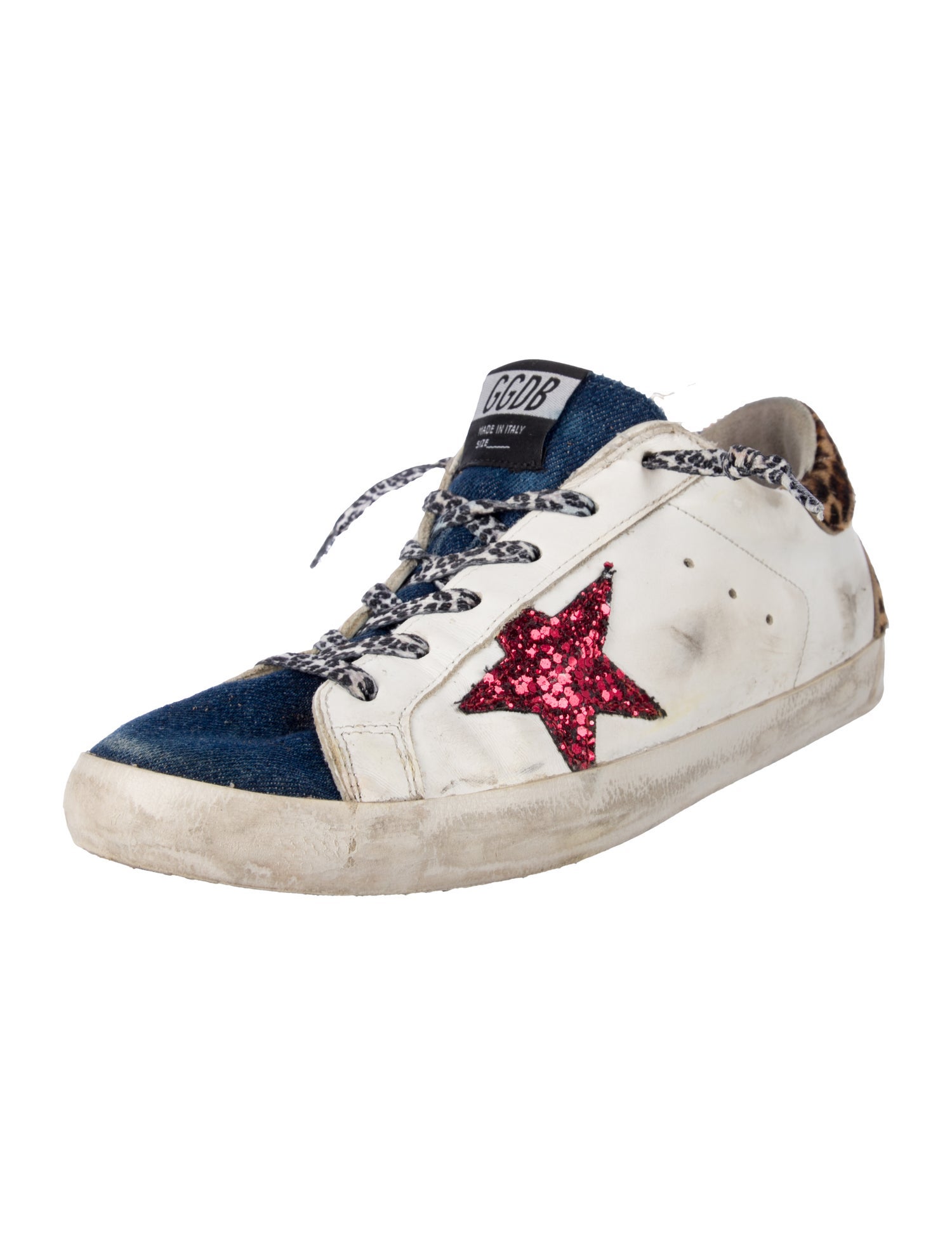 Golden Goose Leather Animal Print Sneakers