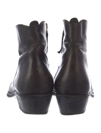 Golden Goose Leather Embroidered Accent Western Boots