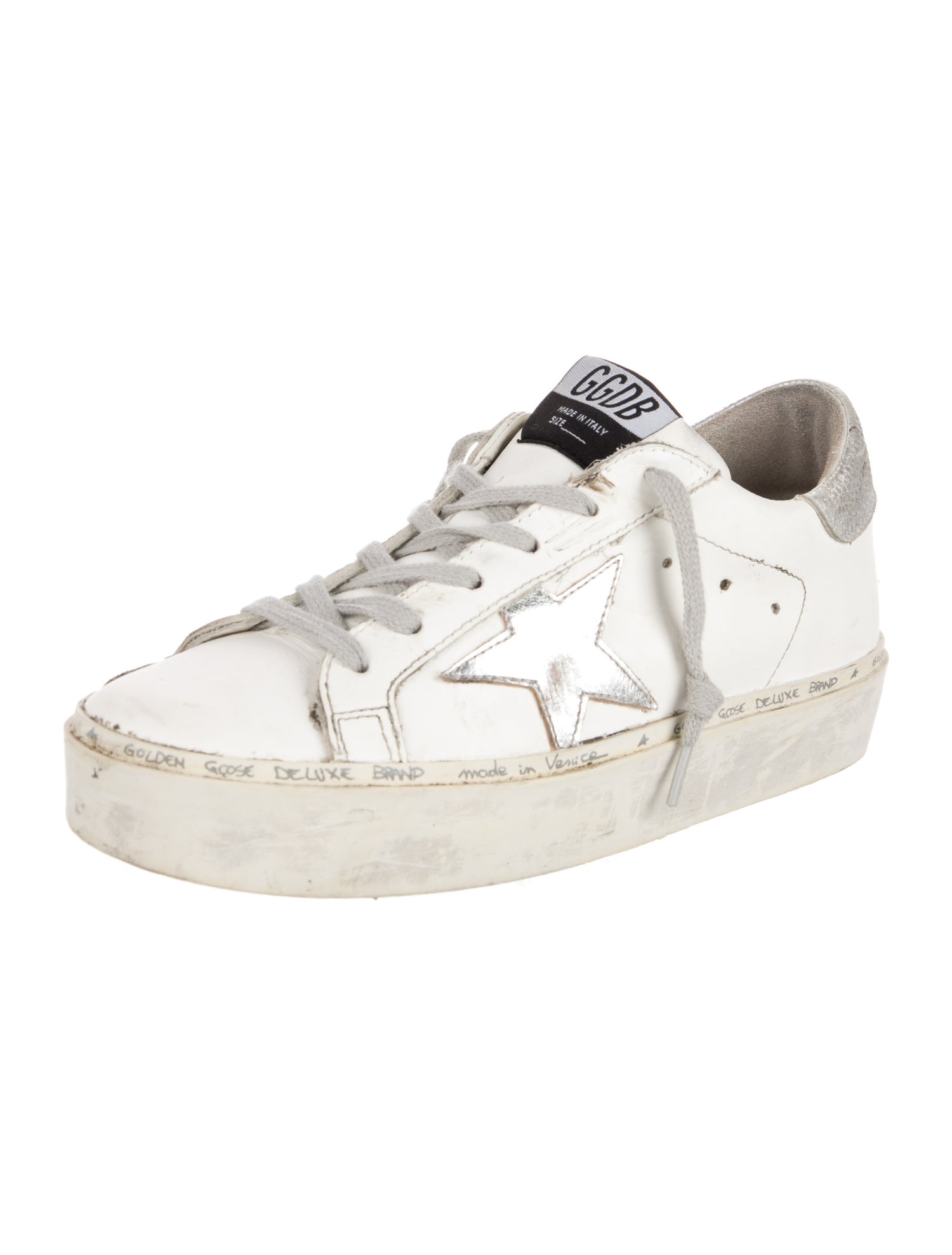 Golden Goose Leather Glitter Accents Sneakers