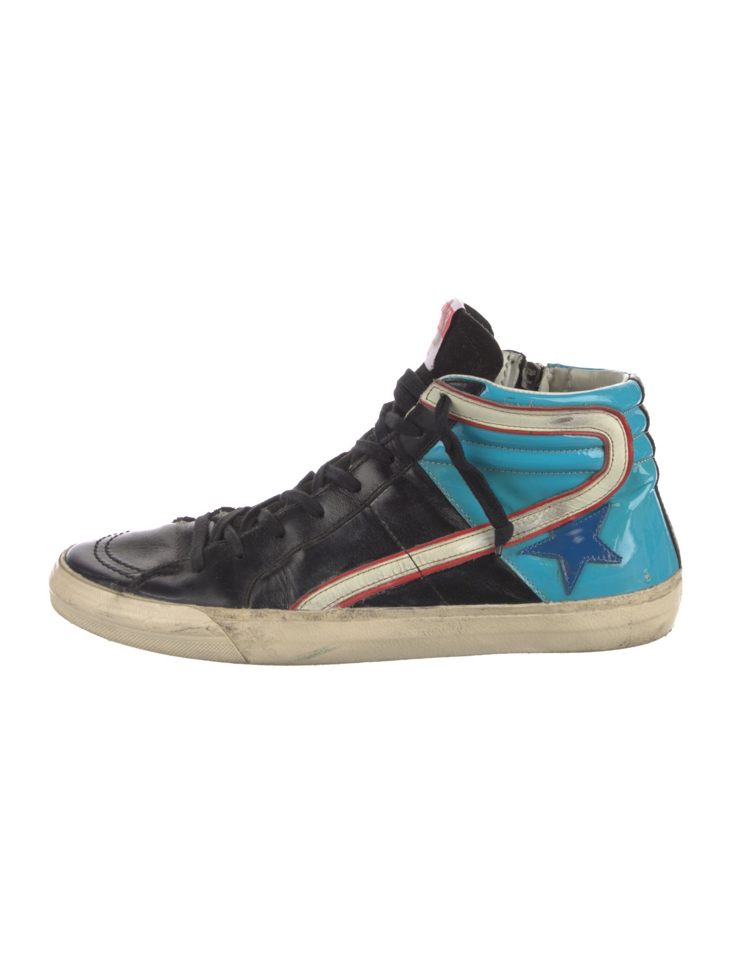 Golden Goose Leather Colorblock Pattern Sneakers