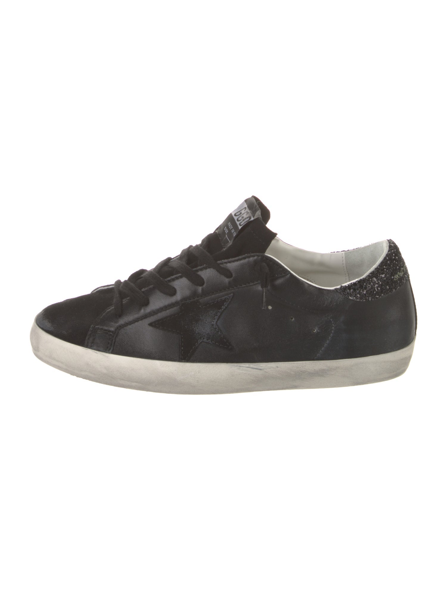 Golden Goose Leather Glitter Accents Sneakers
