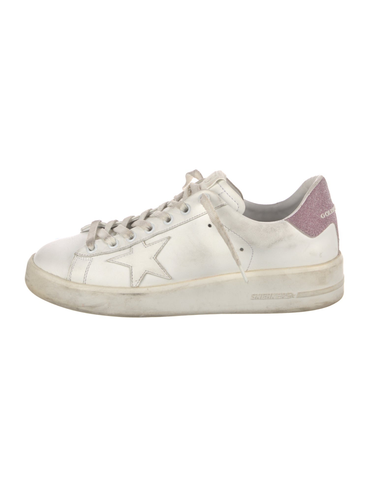 Golden Goose Leather Glitter Accents Sneakers