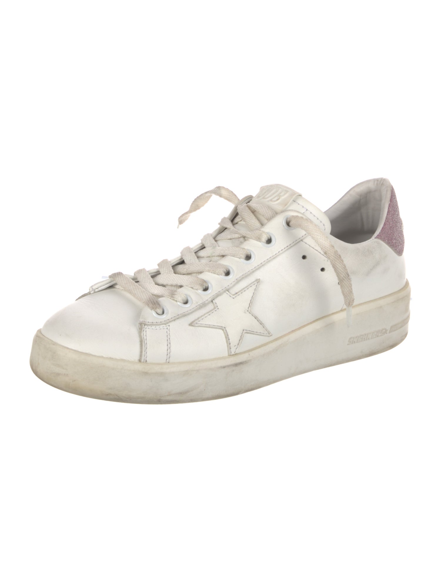 Golden Goose Leather Glitter Accents Sneakers