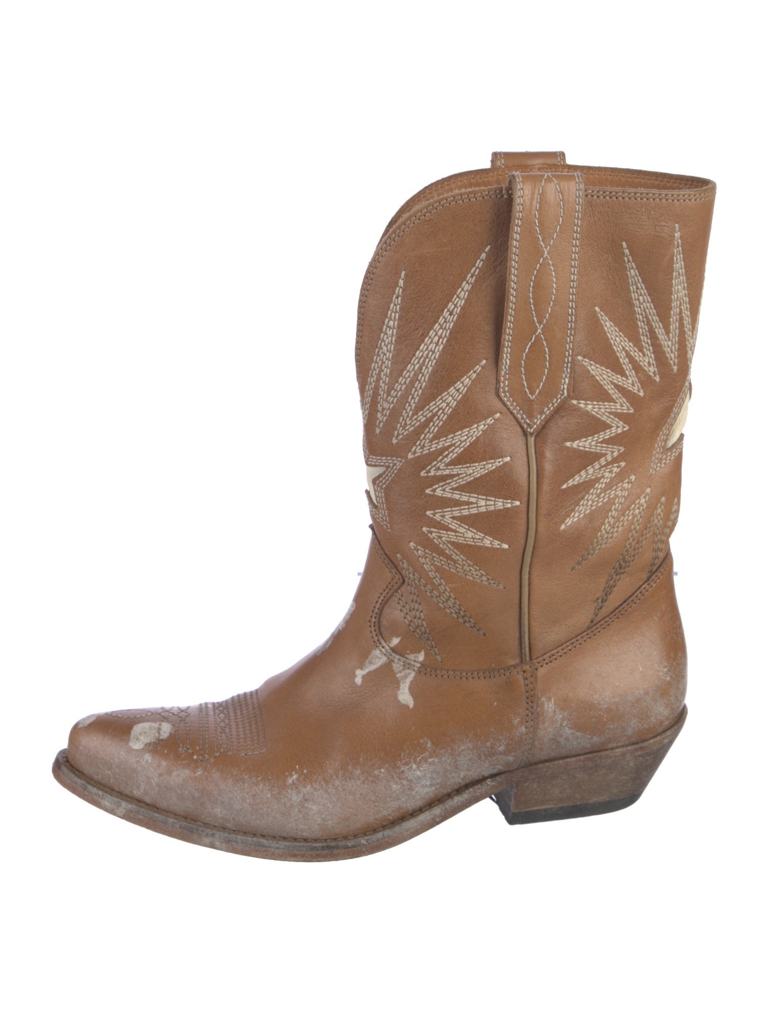 Golden Goose Leather Patterned Western Boots