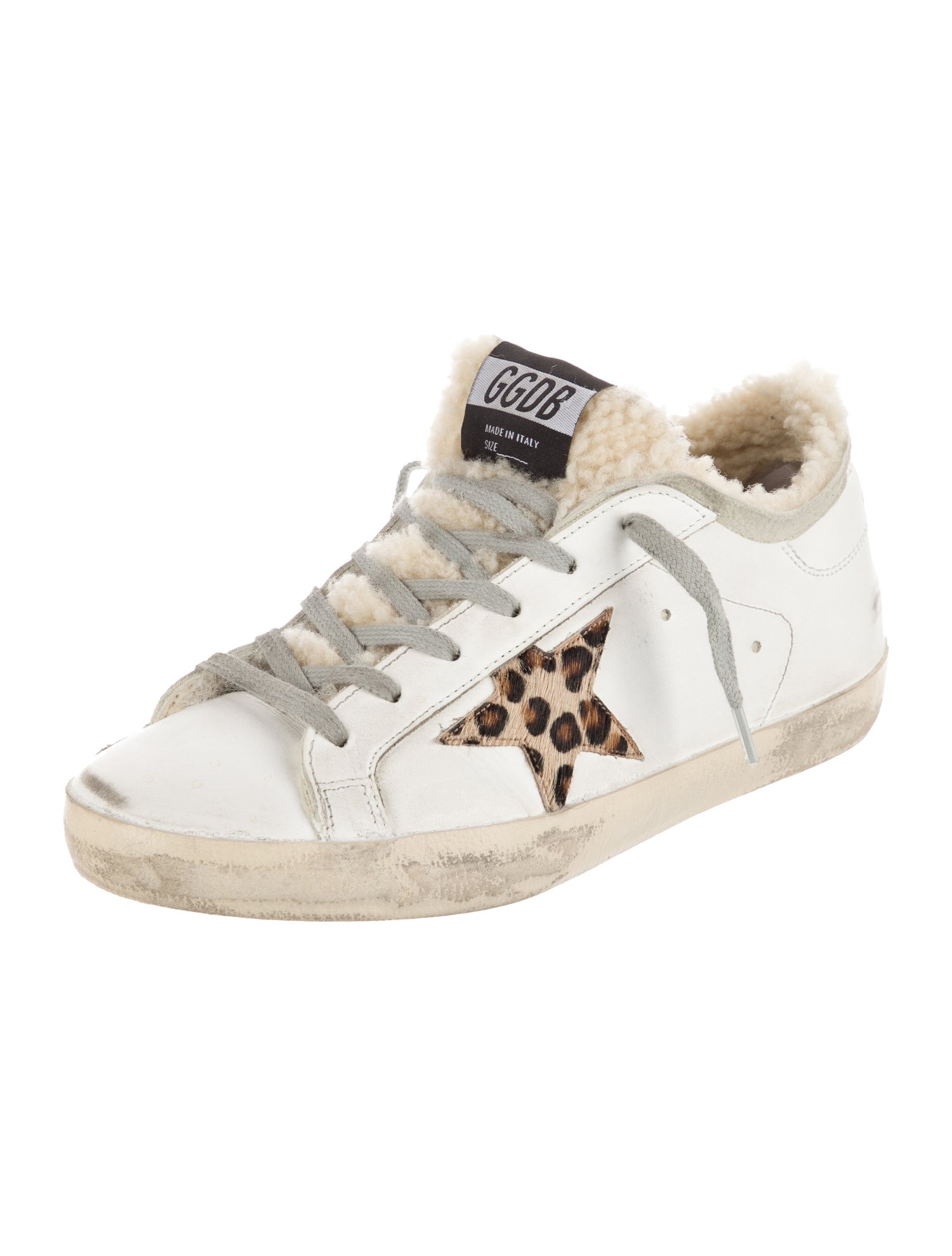 Golden Goose Leather Animal Print Sneakers