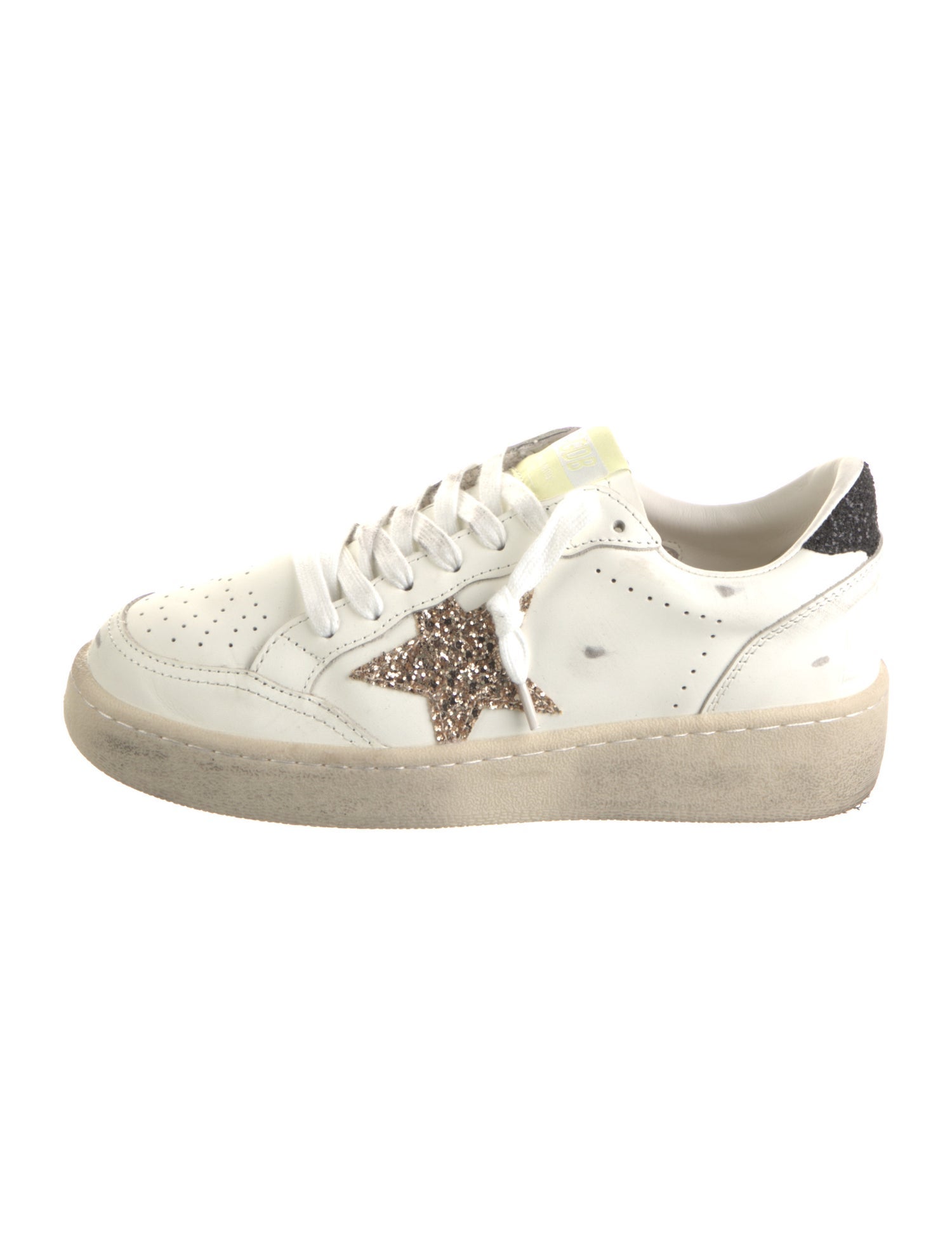 Golden Goose Leather Glitter Accents Sneakers