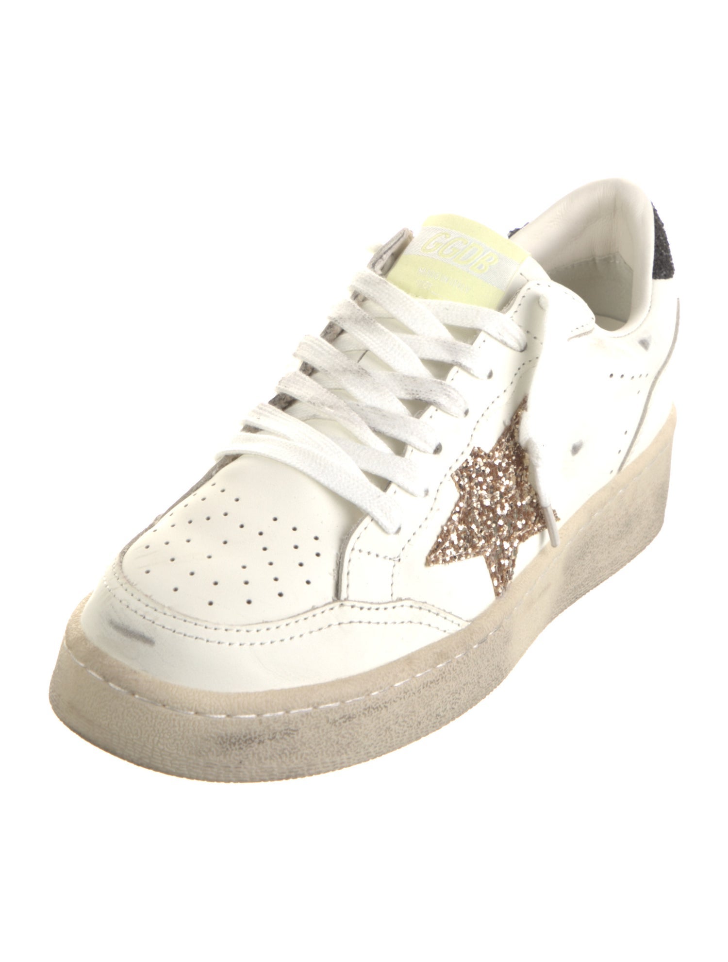 Golden Goose Leather Glitter Accents Sneakers