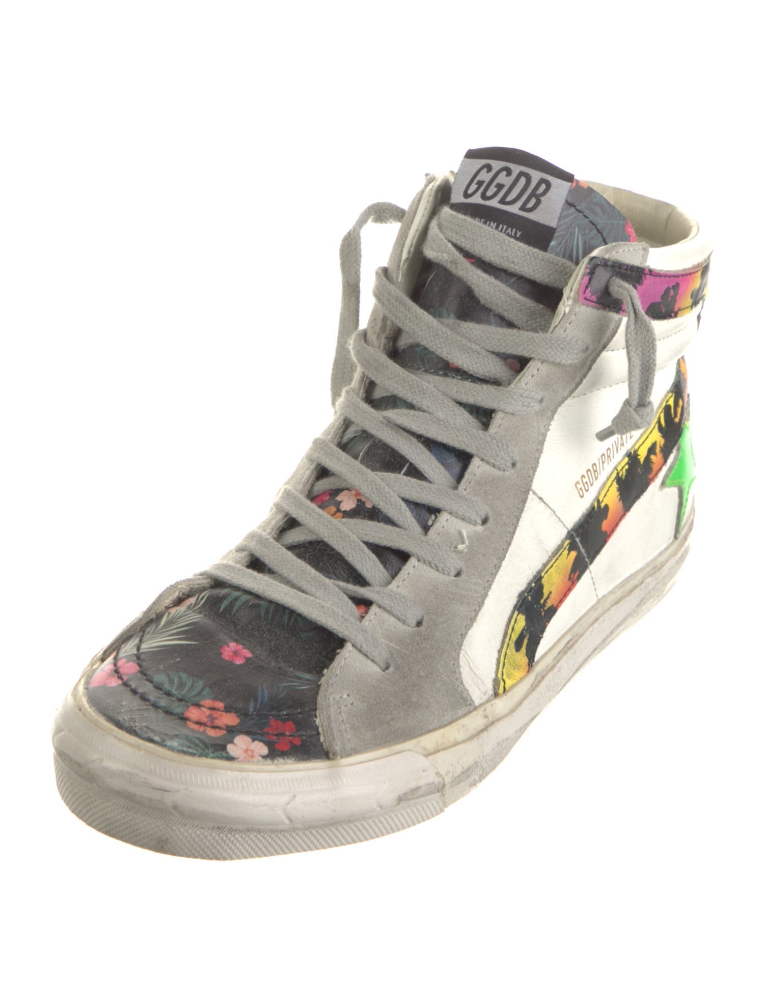 Golden Goose Leather Printed Sneakers