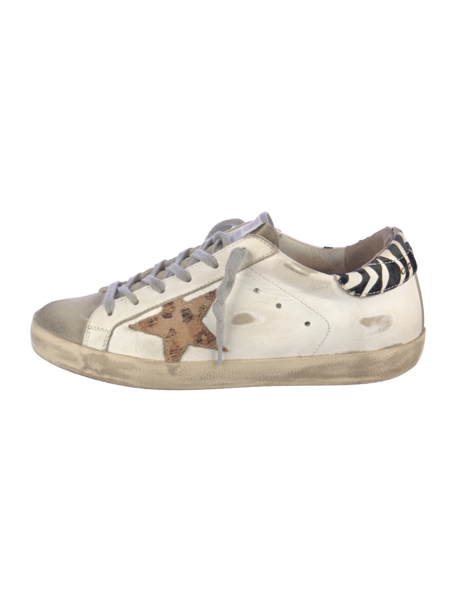 Golden Goose Leather Animal Print Sneakers