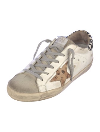 Golden Goose Leather Animal Print Sneakers