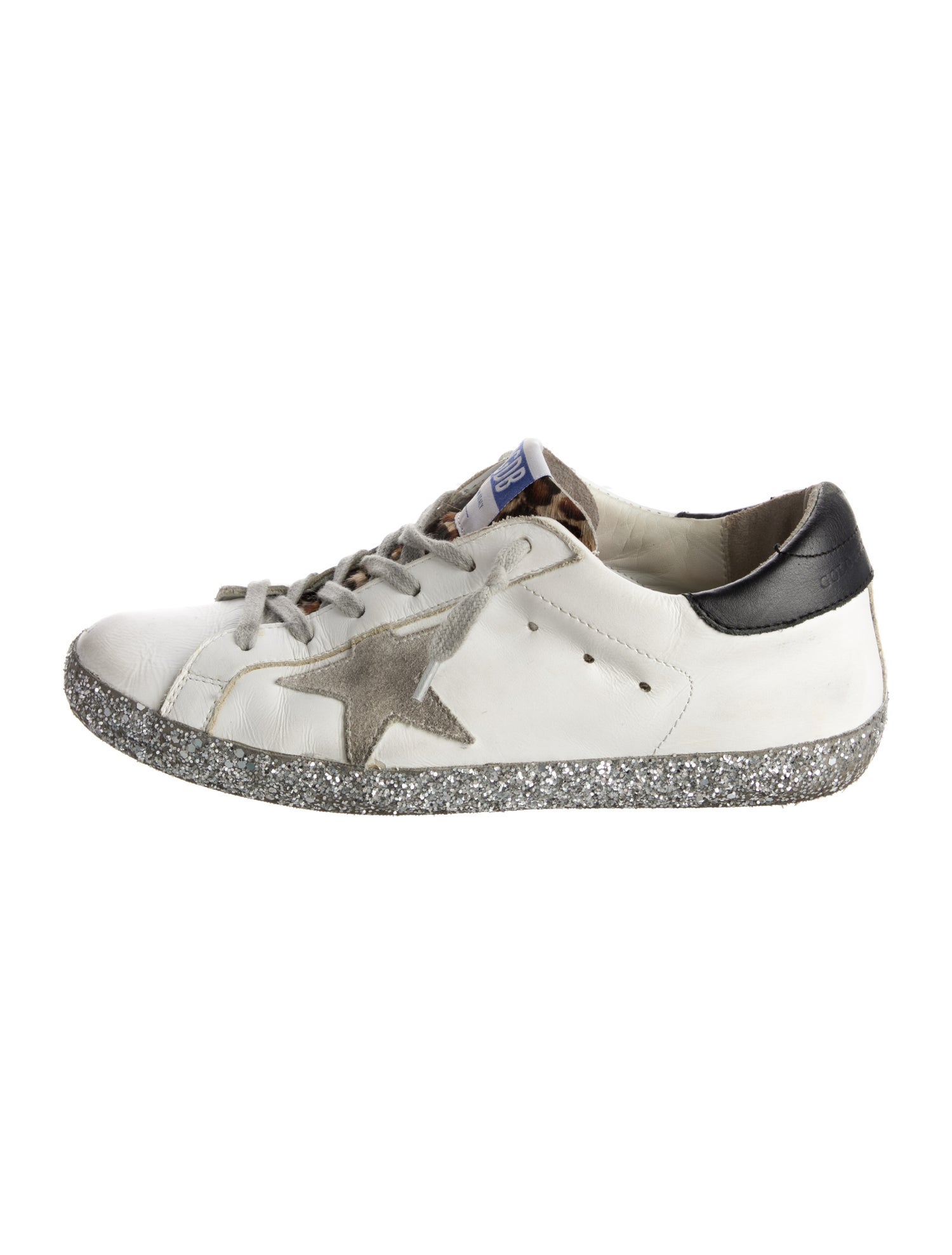 Golden Goose Leather Glitter Accents Sneakers
