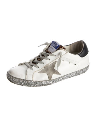 Golden Goose Leather Glitter Accents Sneakers