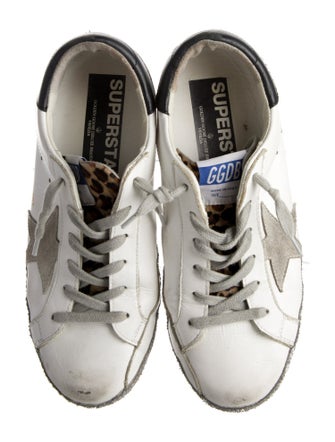 Golden Goose Leather Glitter Accents Sneakers