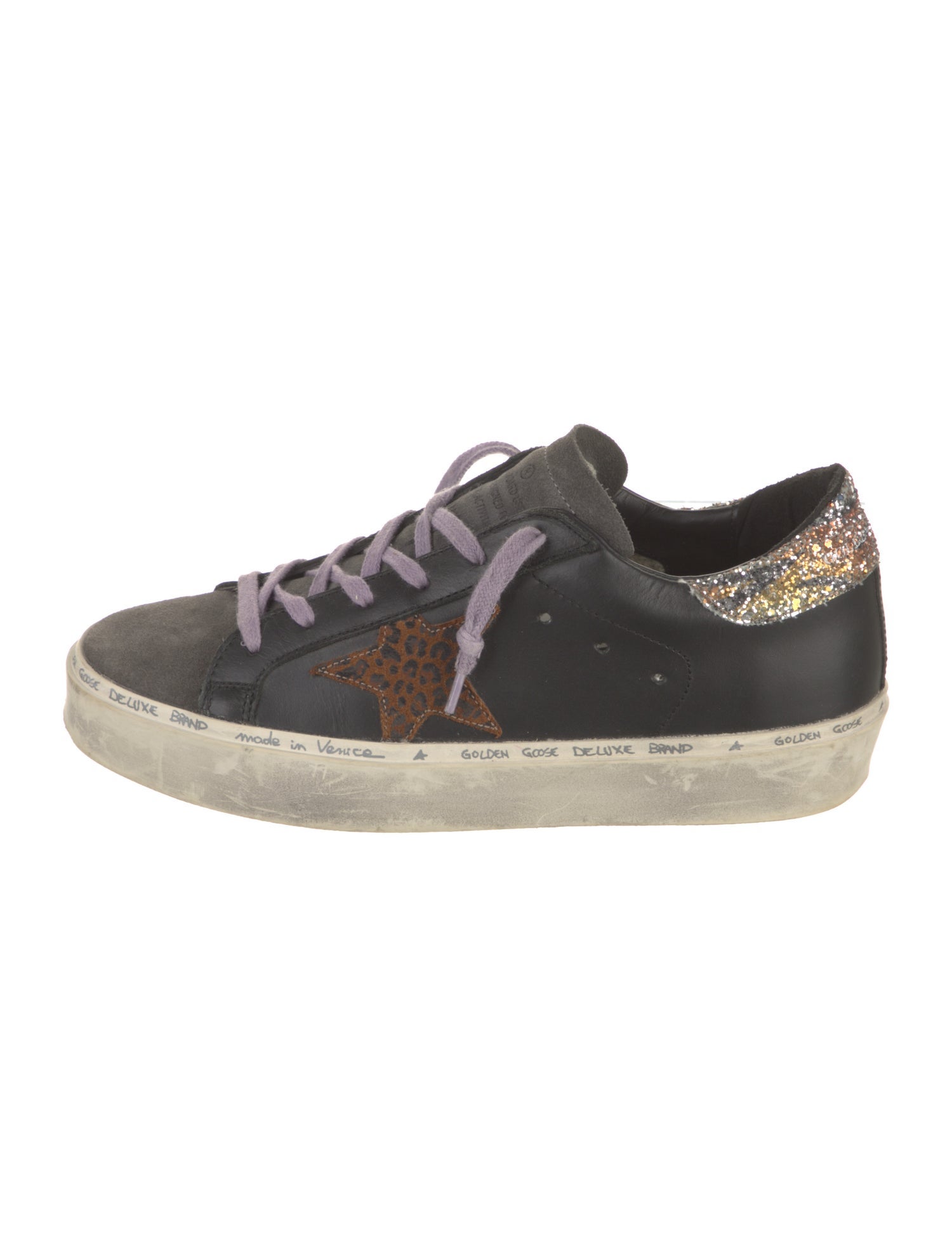 Golden Goose Leather Glitter Accents Sneakers