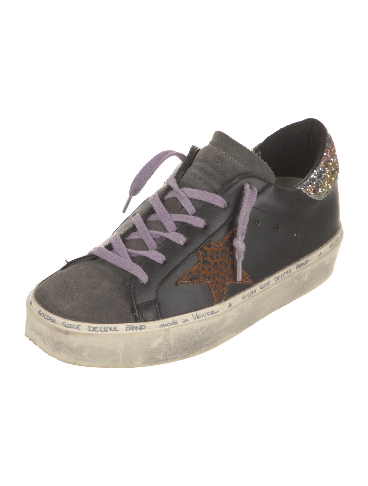 Golden Goose Leather Glitter Accents Sneakers