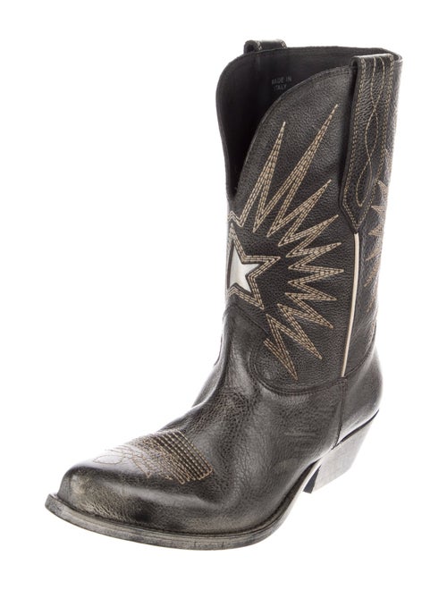 Golden Goose Leather Patterned Western Boots