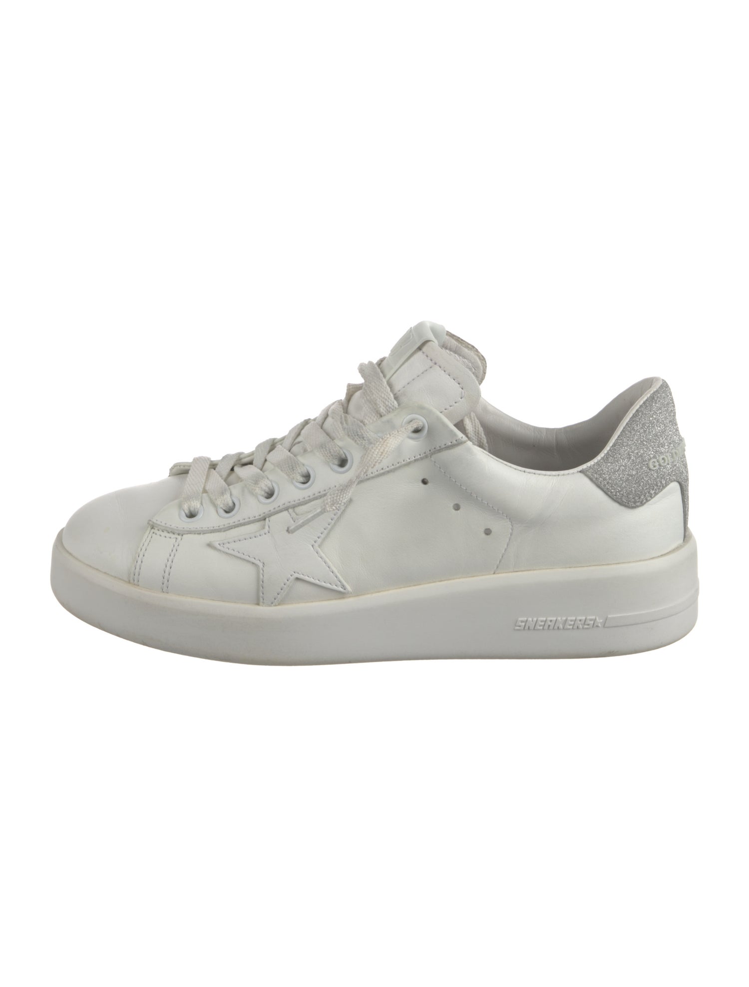 Golden Goose Leather Glitter Accents Sneakers