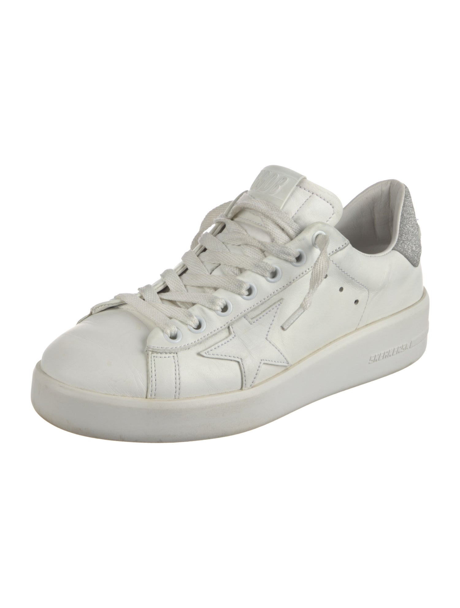 Golden Goose Leather Glitter Accents Sneakers