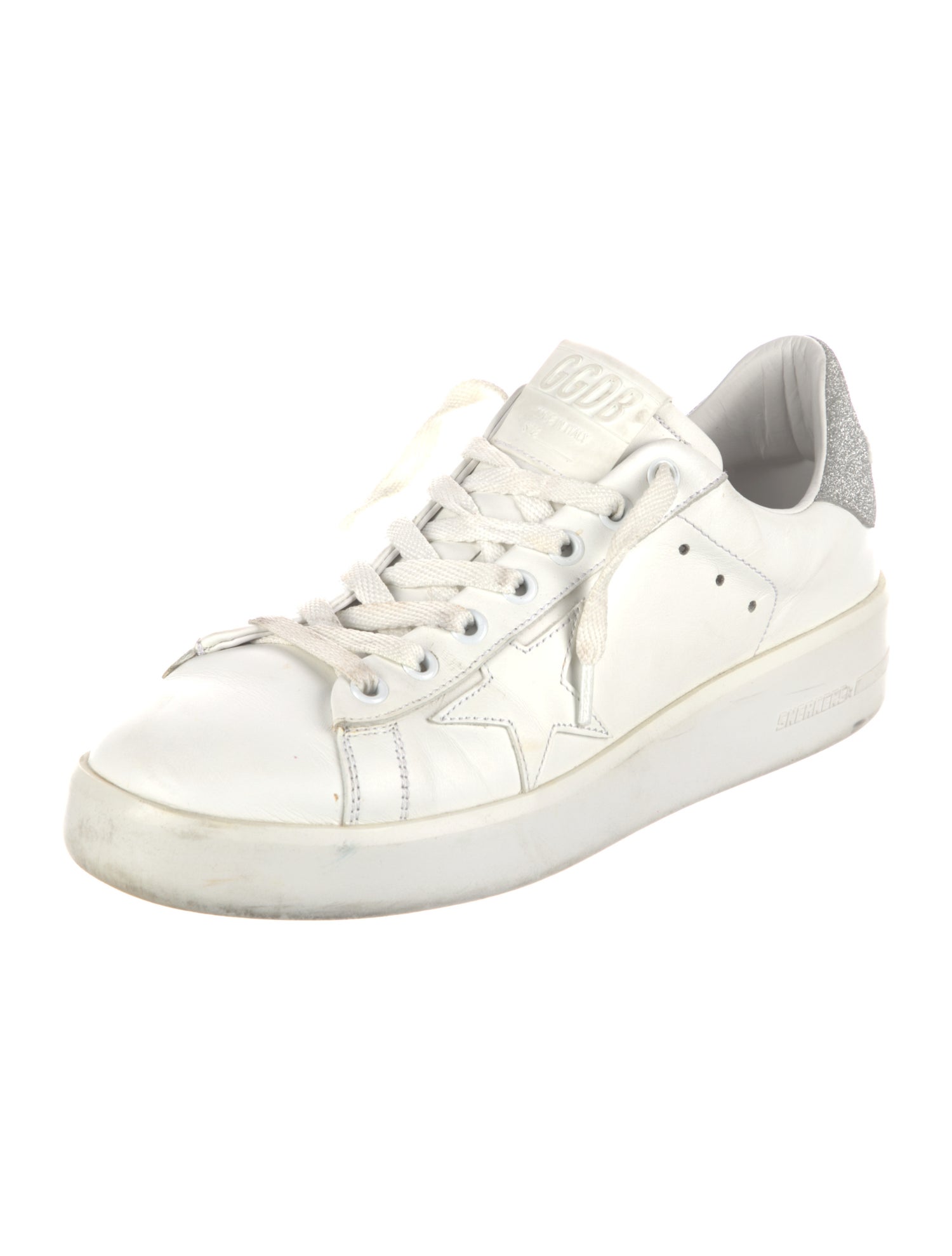 Golden Goose Leather Glitter Accents Sneakers