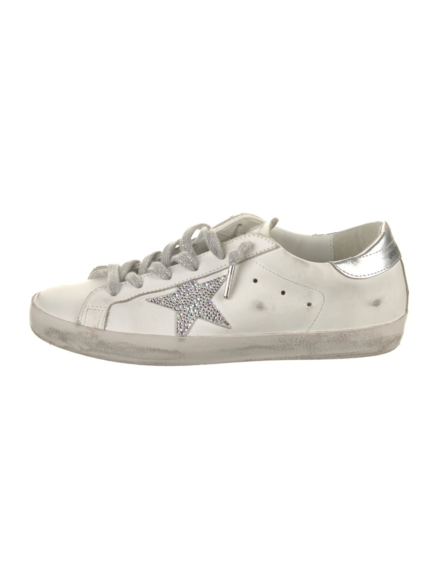 Golden Goose Leather Glitter Accents Sneakers