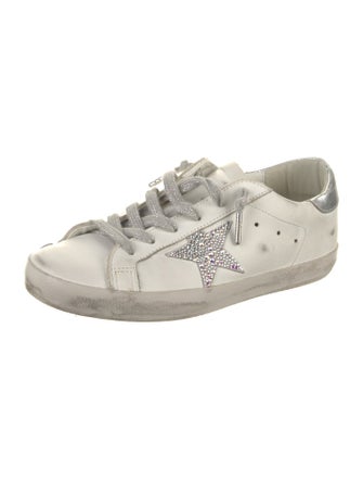 Golden Goose Leather Glitter Accents Sneakers
