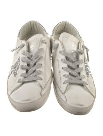 Golden Goose Leather Glitter Accents Sneakers
