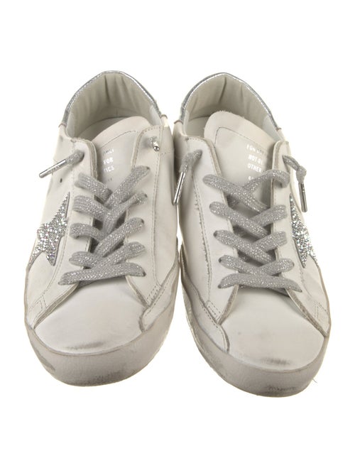 Golden Goose Leather Glitter Accents Sneakers