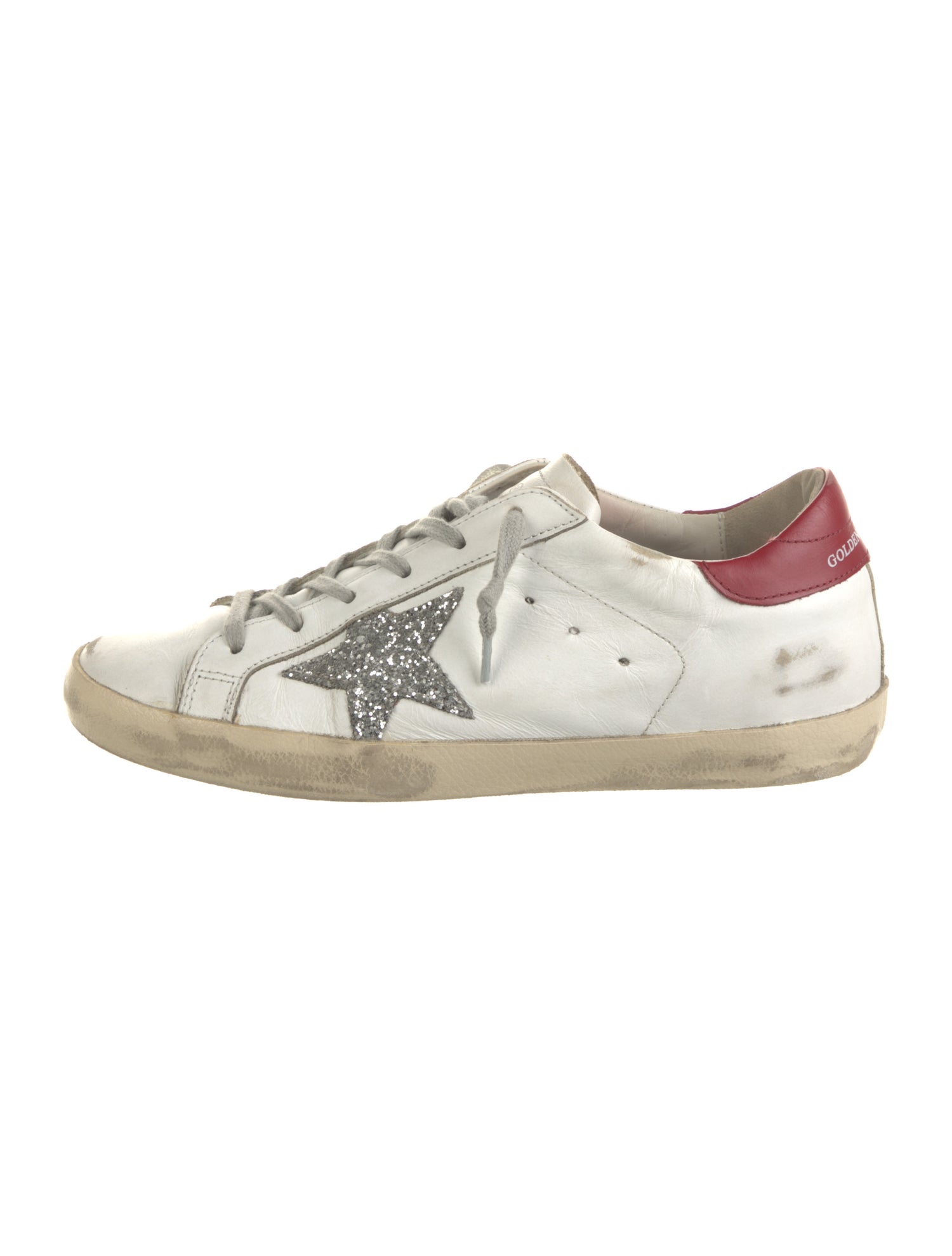 Golden Goose Leather Glitter Accents Sneakers