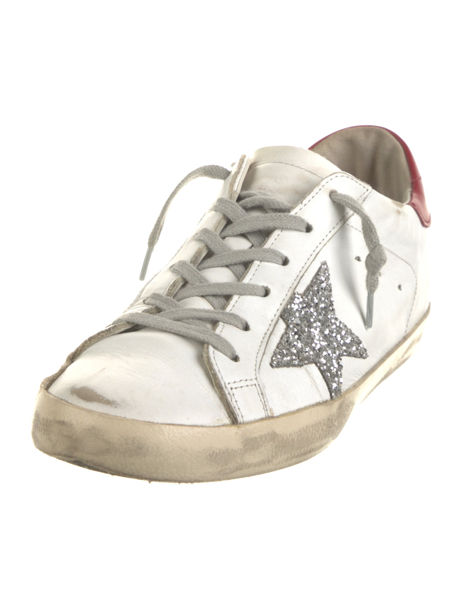 Golden Goose Leather Glitter Accents Sneakers