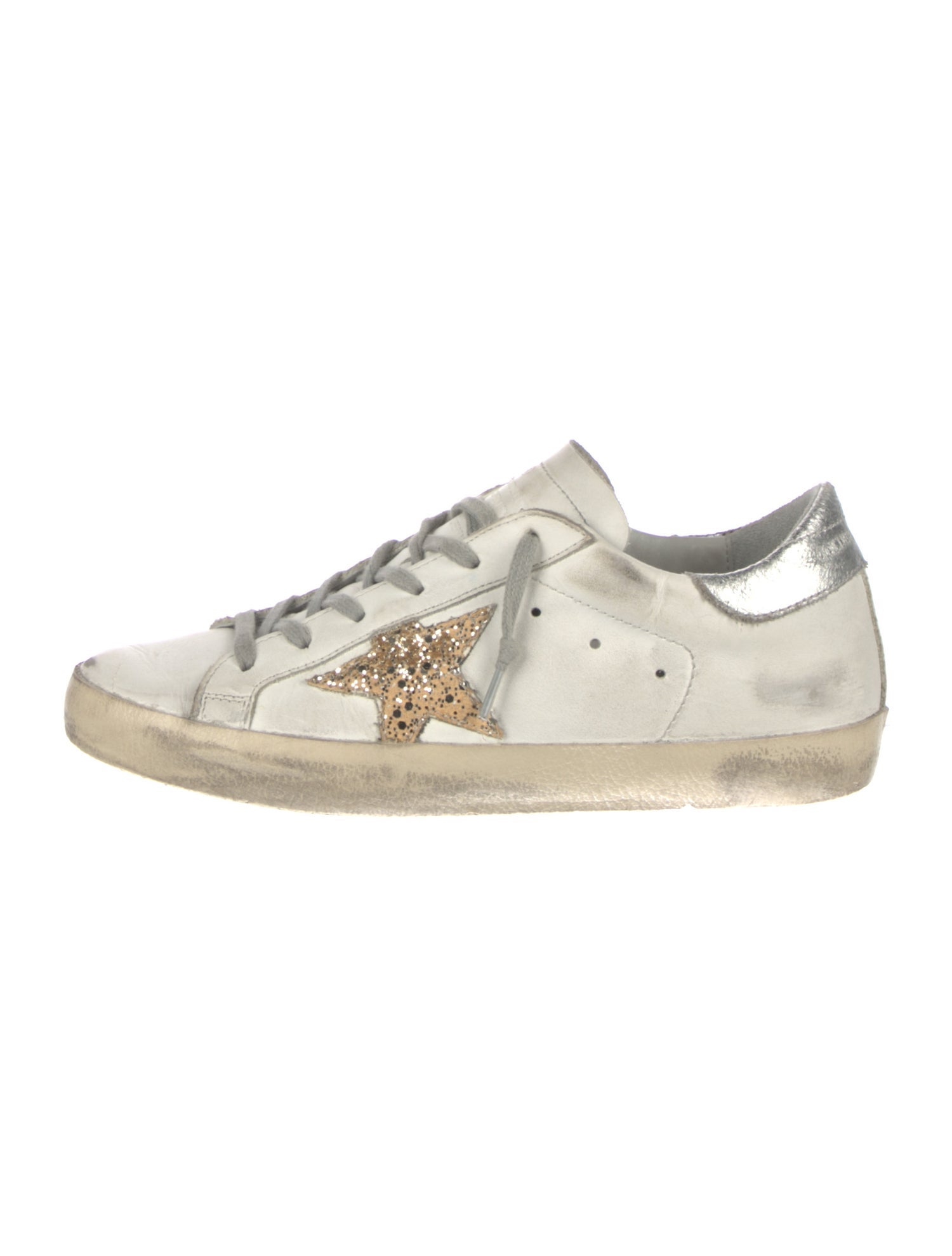 Golden Goose Leather Glitter Accents Sneakers