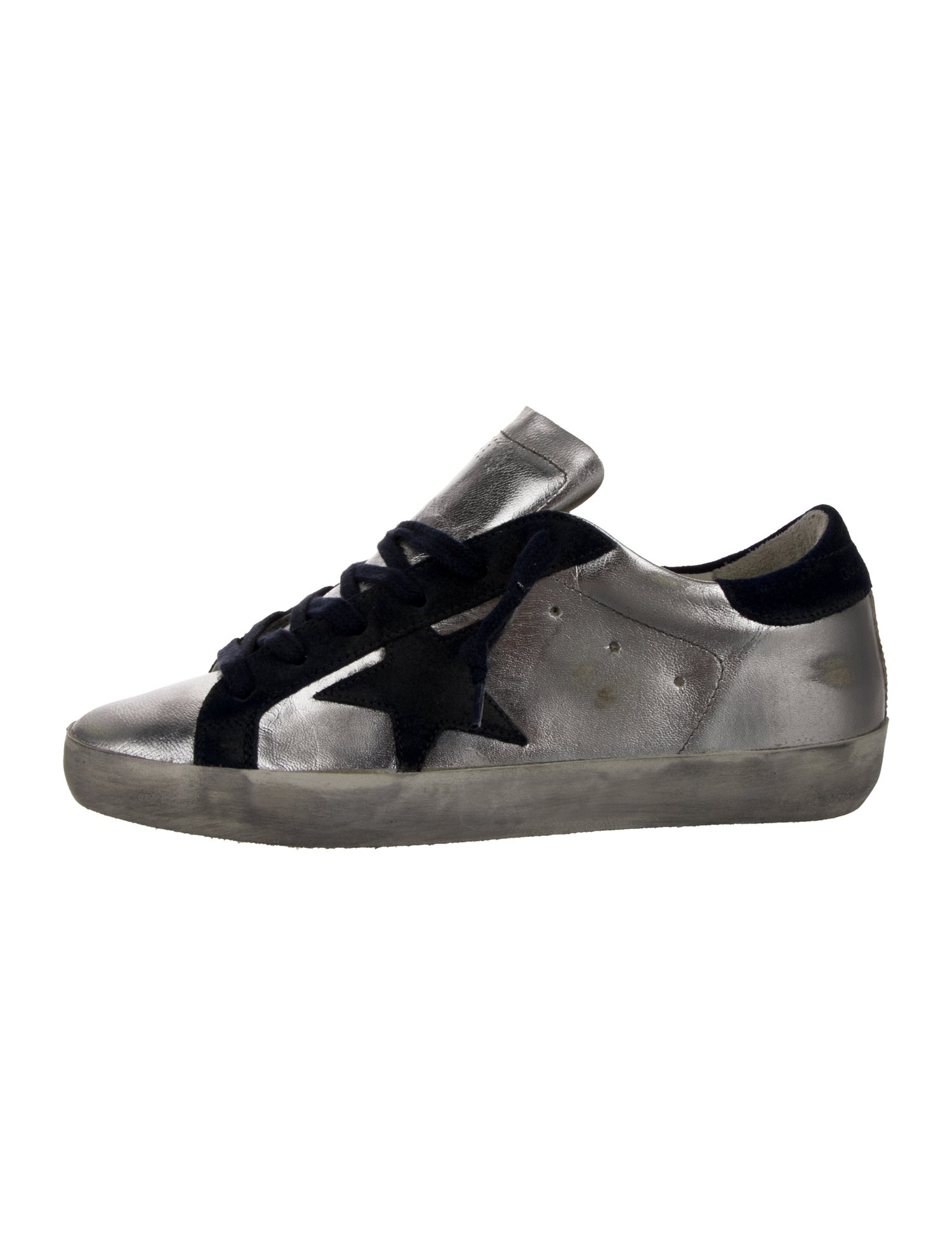 Golden Goose Leather Colorblock Pattern Sneakers