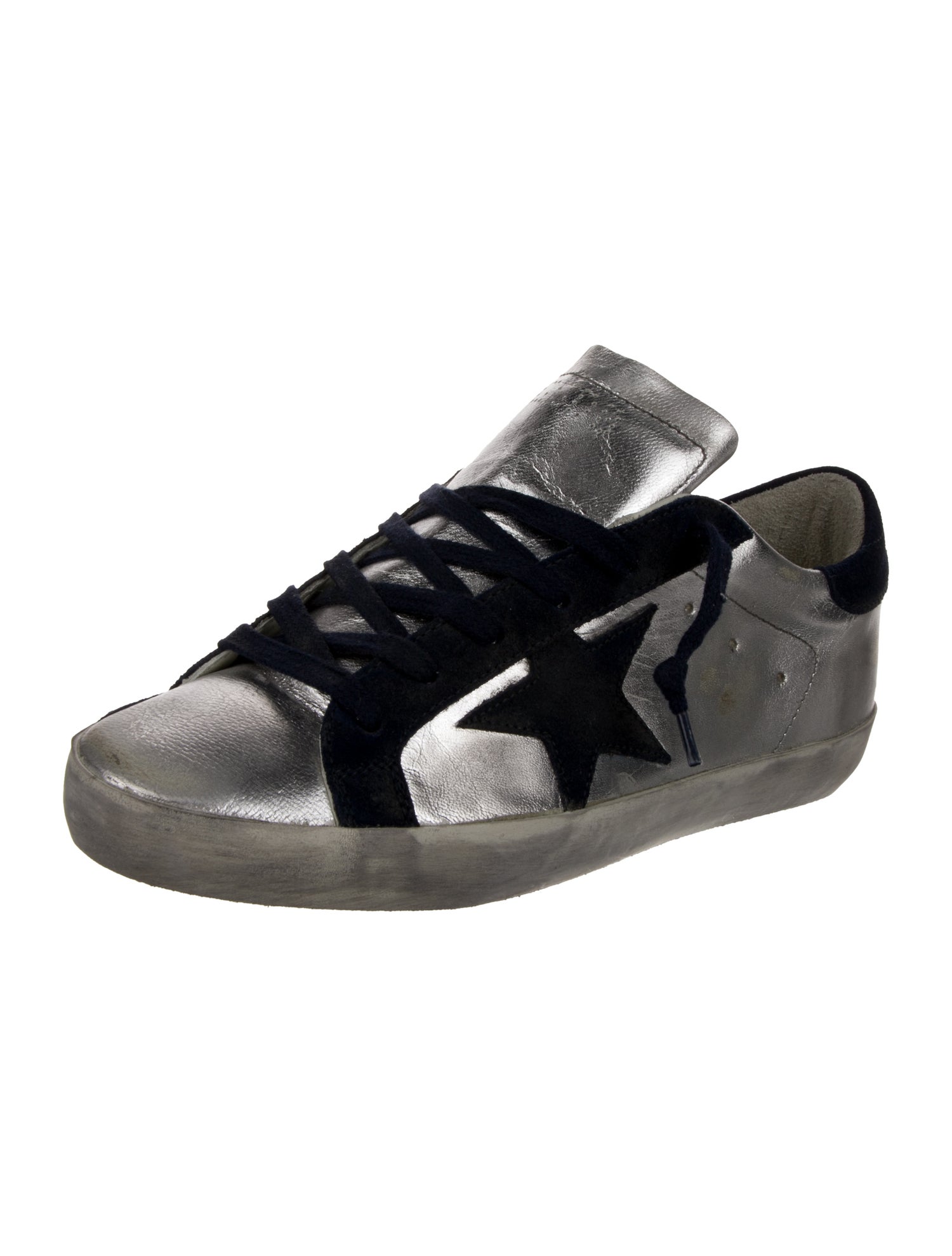 Golden Goose Leather Colorblock Pattern Sneakers