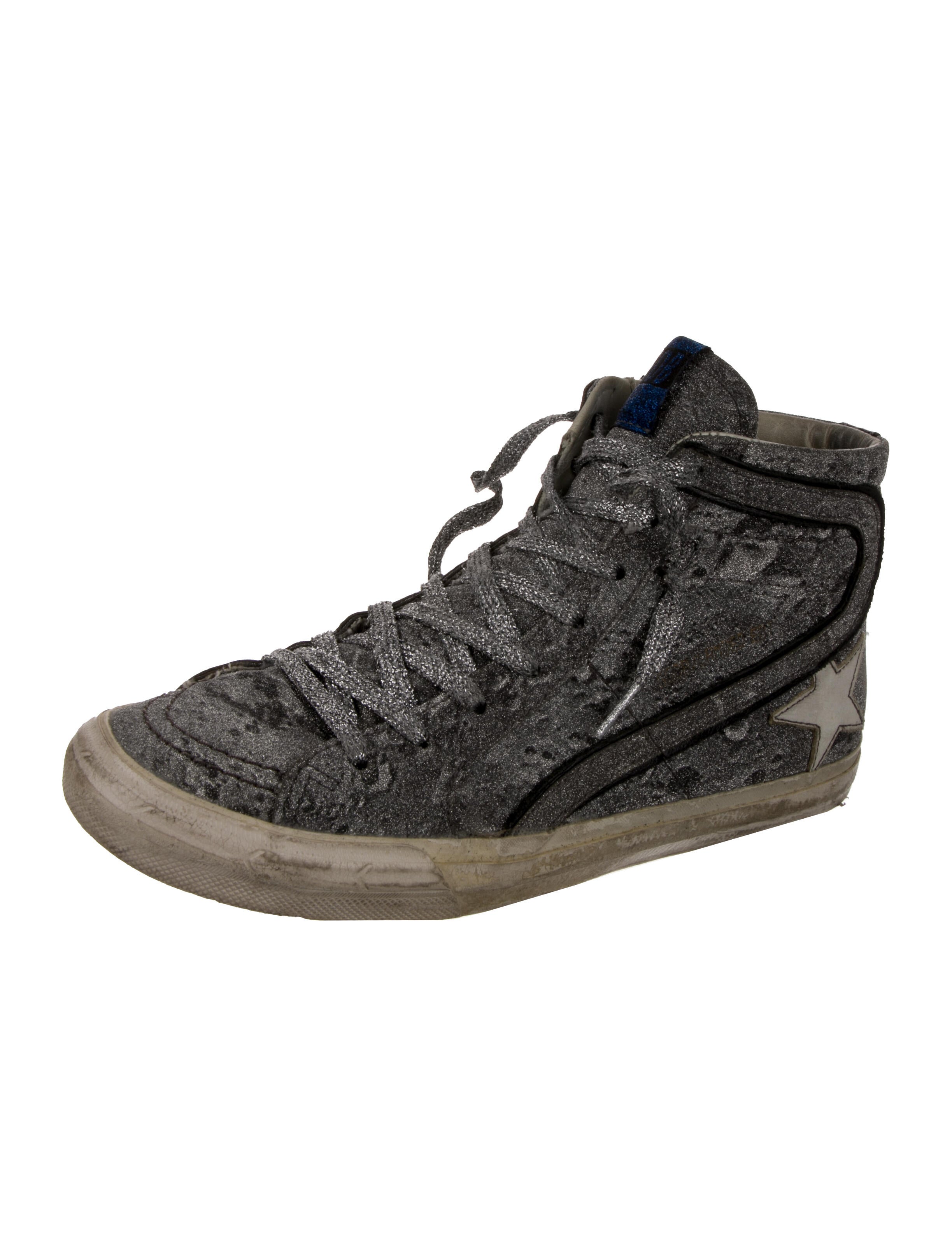 Golden Goose Glitter Distressed Accents Wedge Sneakers