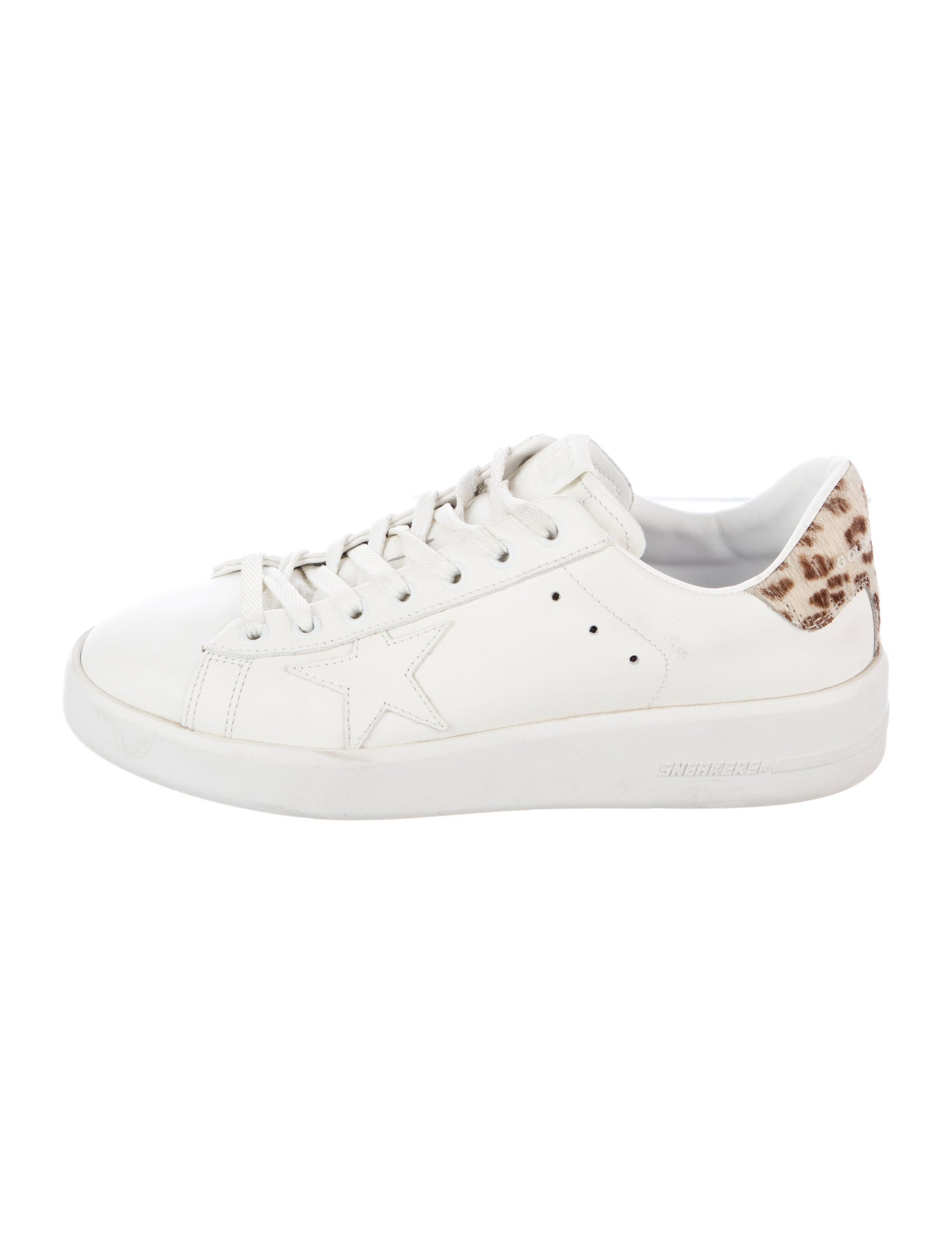 Golden Goose Leather Animal Print Sneakers