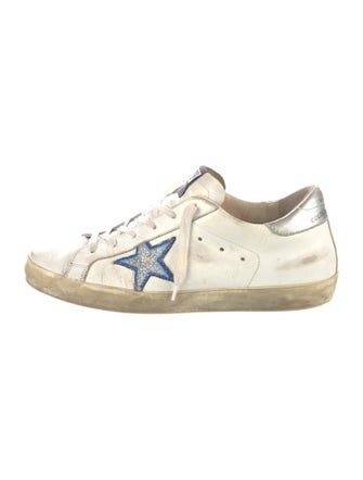 Golden Goose Leather Glitter Accents Sneakers