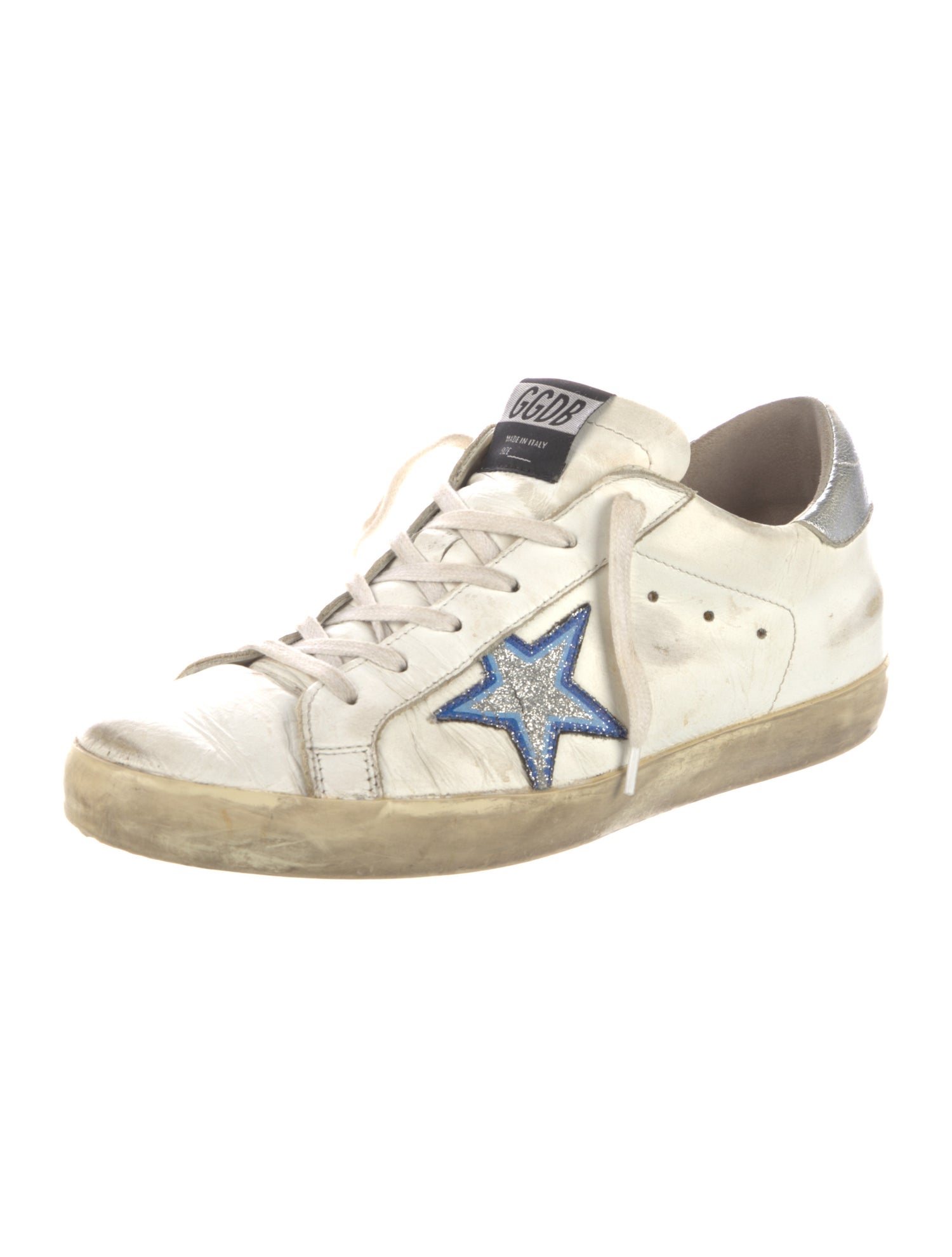 Golden Goose Leather Glitter Accents Sneakers