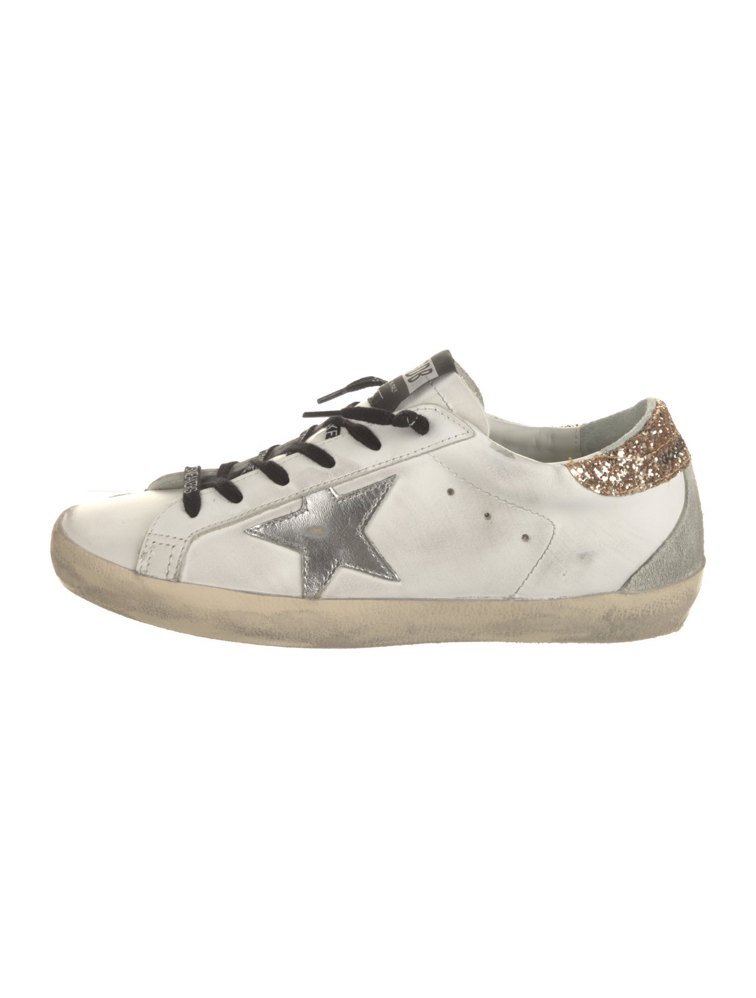 Golden Goose Leather Glitter Accents Sneakers
